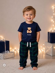 Personalised Kid's Christmas Preppy Bear Pyjamas by Koko Blossom - Image 1 of 4