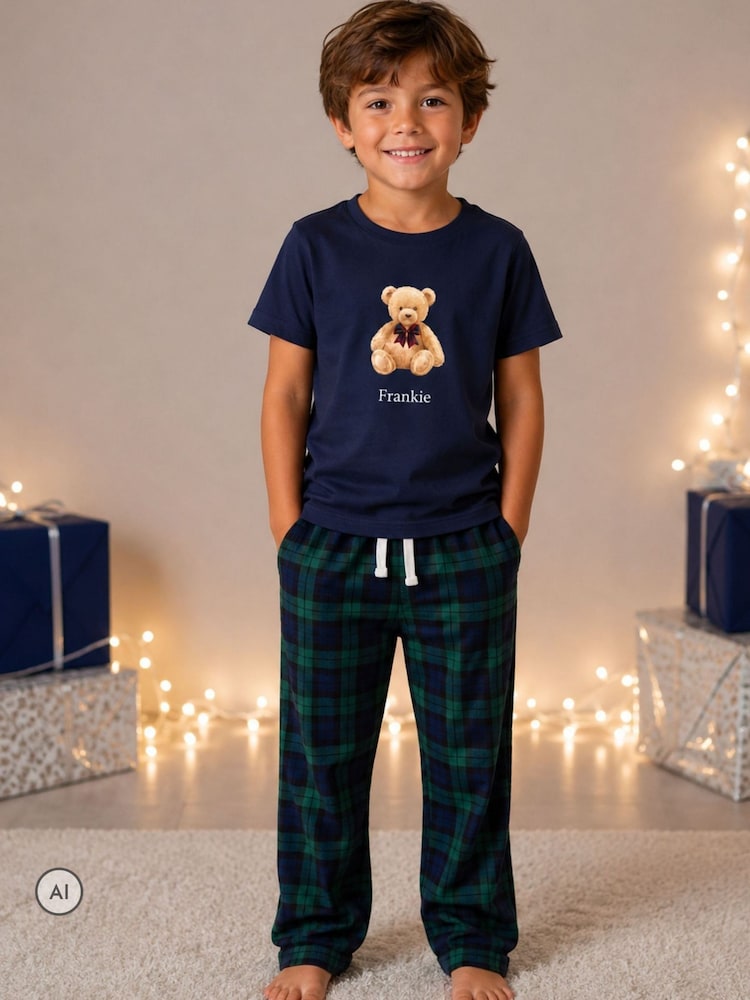 Personalised Kid's Christmas Preppy Bear Pyjamas by Koko Blossom - Image 2 of 4 Personalised Kid's Christmas Preppy Bear Pyjamas by Koko Blossom - Image 2 of 4