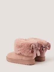 Monsoon Pink Velvet Bow Fluffy Ankle Boots - Image 2 of 3