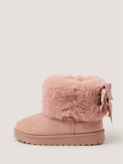 Monsoon Pink Velvet Bow Fluffy Ankle Boots - Image 3 of 3