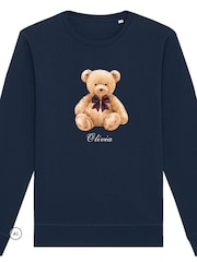 Personalised Kids NAVY Christmas Preppy Bear Sweatshirt by Koko Blossom - Image 4 of 4