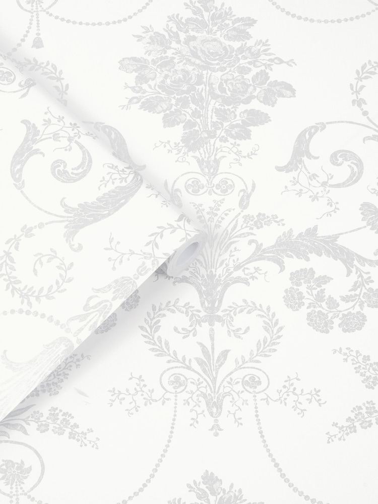 Laura Ashley Silver Josette 10M Wallpaper - Image 1 of 3