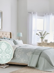 Laura Ashley Duck Egg Blue 100% Cotton Sateen Josette Duvet Cover and Pillowcase Set - Image 2 of 5