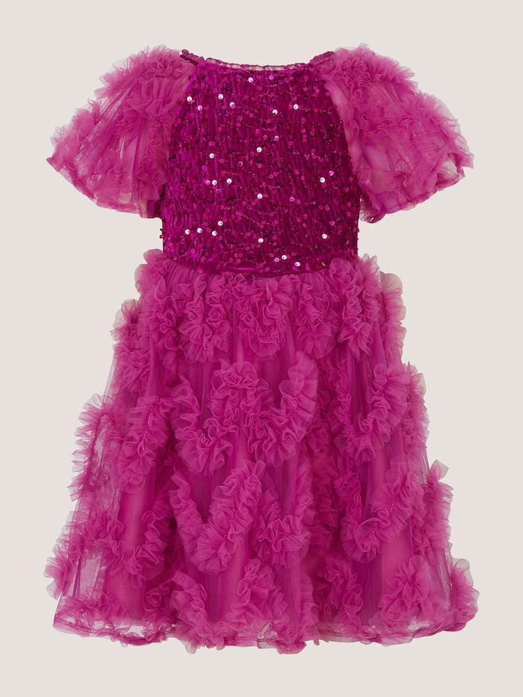 Monsoon Pink Cora Sequin Ruffle Party Dress - Image 2 of 4