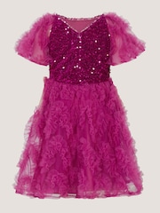 Monsoon Pink Cora Sequin Ruffle Party Dress - Image 3 of 4