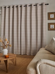 Natural/Pink Chunky Texture Eyelet Lined Curtains - Image 1 of 5