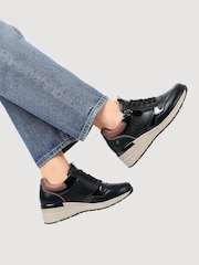 Negru - Pantofi sport Pavers cu platformă cu șireturi și fermoar lateral - Imaginea 1 din 6