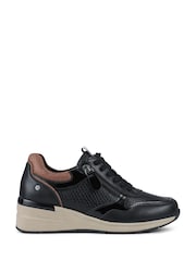 Negru - Pantofi sport Pavers cu platformă cu șireturi și fermoar lateral - Imaginea 2 din 6