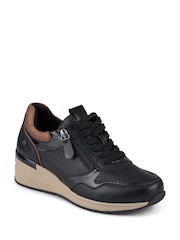 Negru - Pantofi sport Pavers cu platformă cu șireturi și fermoar lateral - Imaginea 3 din 6