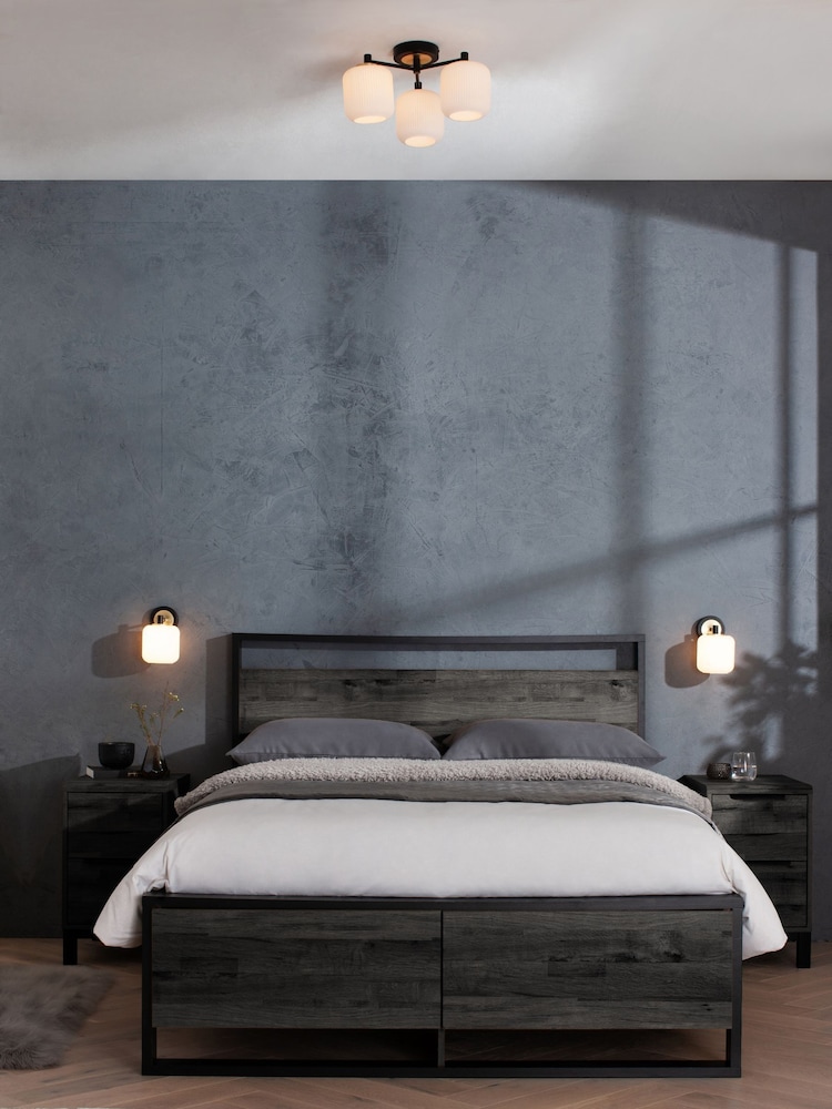 Bronx Black Oak Effect Axel Wooden Drawer Storage Bed Frame - Image 1 of 7