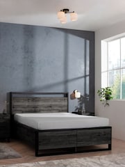 Bronx Black Oak Effect Axel Wooden Drawer Storage Bed Frame - Image 3 of 7