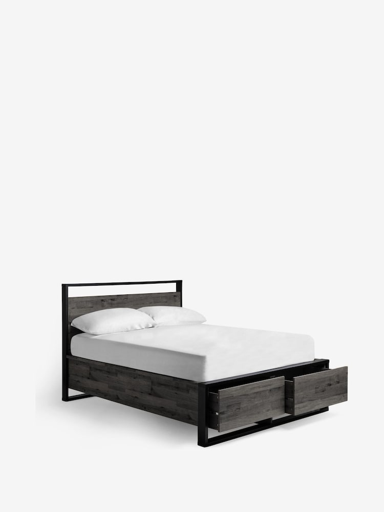 Bronx Black Oak Effect Axel Wooden Drawer Storage Bed Frame - Image 7 of 7