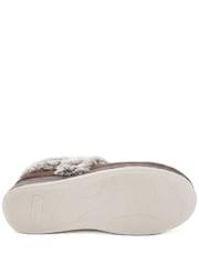 Pavers Chocolate Brown Wide Fit Hands Free Fur Lined Full Slippers - Image 6 of 6