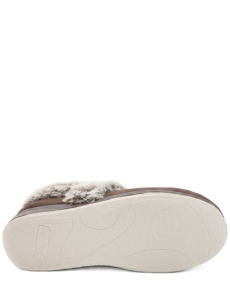 Pavers Chocolate Brown Wide Fit Hands Free Fur Lined Full Slippers - Image 6 of 6 Pavers Chocolate Brown Wide Fit Hands Free Fur Lined Full Slippers - Image 6 of 6