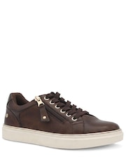 Pavers Chocolate Brown Wide Fit Zip & Lace Trainers With Grip Sole - Image 2 of 6