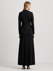 Lauren Ralph Lauren Chain Trim Jersey Long Sleeve Black Gown - Image 3 of 5