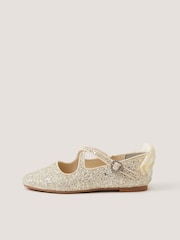 Monsoon Cream Glitter Crossover Ballet Flats - Image 2 of 3