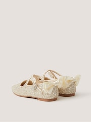 Monsoon Cream Glitter Crossover Ballet Flats - Image 3 of 3