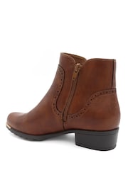 Rjava - Pavers Zip Fasten Brogue Trim Ankle Boots - Slika 3 iz 6
