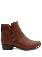 Rjava - Pavers Zip Fasten Brogue Trim Ankle Boots - Slika 4 iz 6