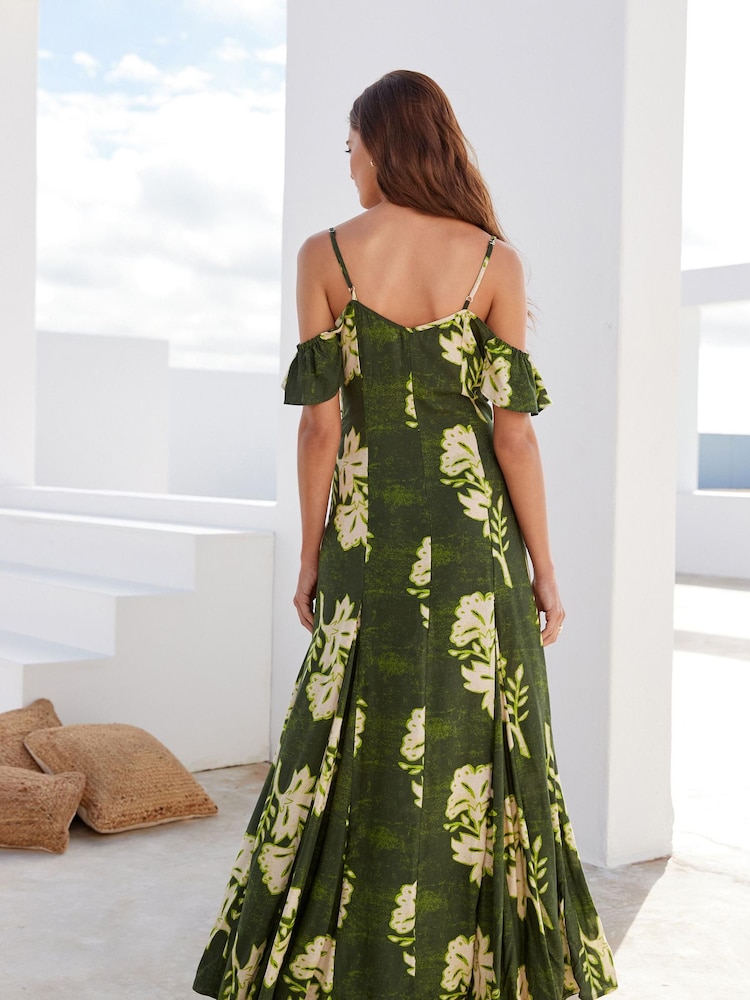 Green Floral Frill Summer Dress - Image 2 of 6