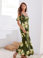 Green Floral Frill Summer Dress - Image 3 of 6