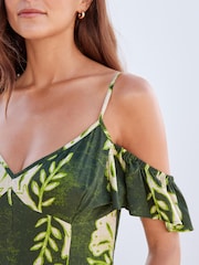 Green Floral Frill Summer Dress - Image 4 of 6