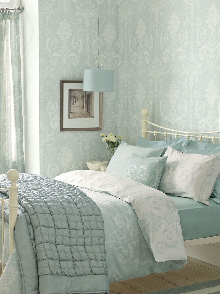 Laura Ashley Duck Egg Josette 10M Wallpaper - Image 1 of 4