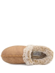 Pavers Chestnut Brown Wide Fit Hands Free Fur Lined Full Slippers - Image 5 of 6