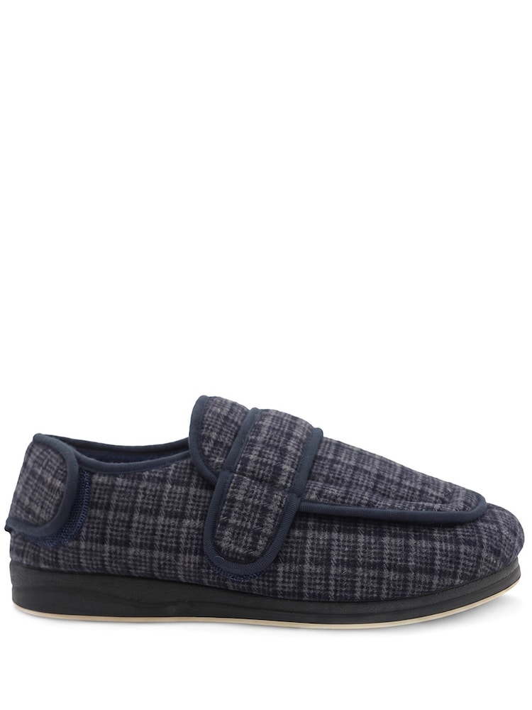 Pavers Navy Blue Wide Fit Dual Touch Fasten Slippers - Image 2 of 6