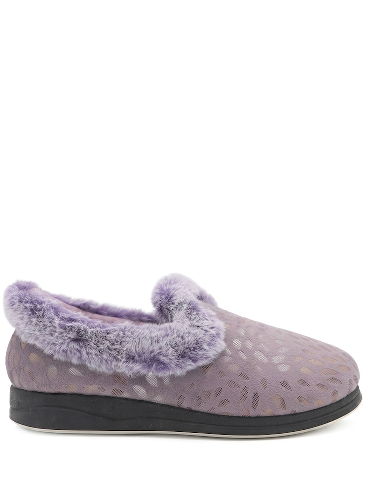 Pavers Purple Wide Fit Hands Free Luxury Memory Foam Slippers - Image 2 of 6 Pavers Purple Wide Fit Hands Free Luxury Memory Foam Slippers - Image 2 of 6