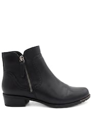 črna - Pavers Zip Fasten Brogue Trim Ankle Boots - Slika 4 iz 6