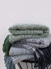 furn. Blue Weaver Throw - Image 1 of 2