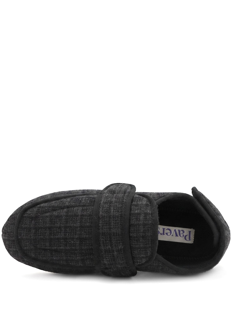 Pavers Black Wide Fit Dual Touch Fasten Slippers - Image 6 of 6 Pavers Black Wide Fit Dual Touch Fasten Slippers - Image 6 of 6