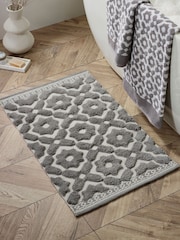 Grey Tile Geo 100% Cotton Bath Mat - Image 1 of 4