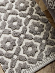 Grey Tile Geo 100% Cotton Bath Mat - Image 2 of 4