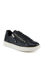 Pavers Black Wide Fit Zip & Lace Trainers With Grip Sole - Image 1 of 5