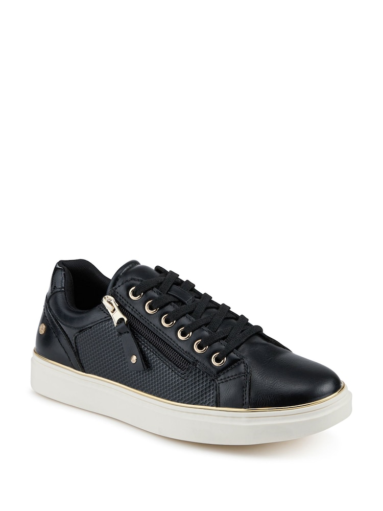 Pavers Black Wide Fit Zip & Lace Trainers With Grip Sole - Image 1 of 5 Pavers Black Wide Fit Zip & Lace Trainers With Grip Sole - Image 1 of 5