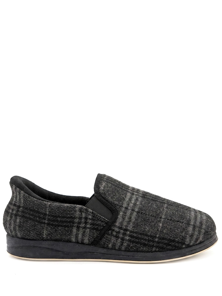 Pavers Black Easy Step In Wide Fit Grip Sole Slippers - Image 2 of 6
