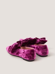 Monsoon Purple Bow Strap Velvet Mary Jane Ballet Flats - Image 3 of 3