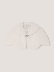 Monsoon Cream Scallop Faux Fur Cape Cardigan - Image 2 of 4