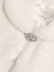 Monsoon Cream Scallop Faux Fur Cape Cardigan - Image 4 of 4