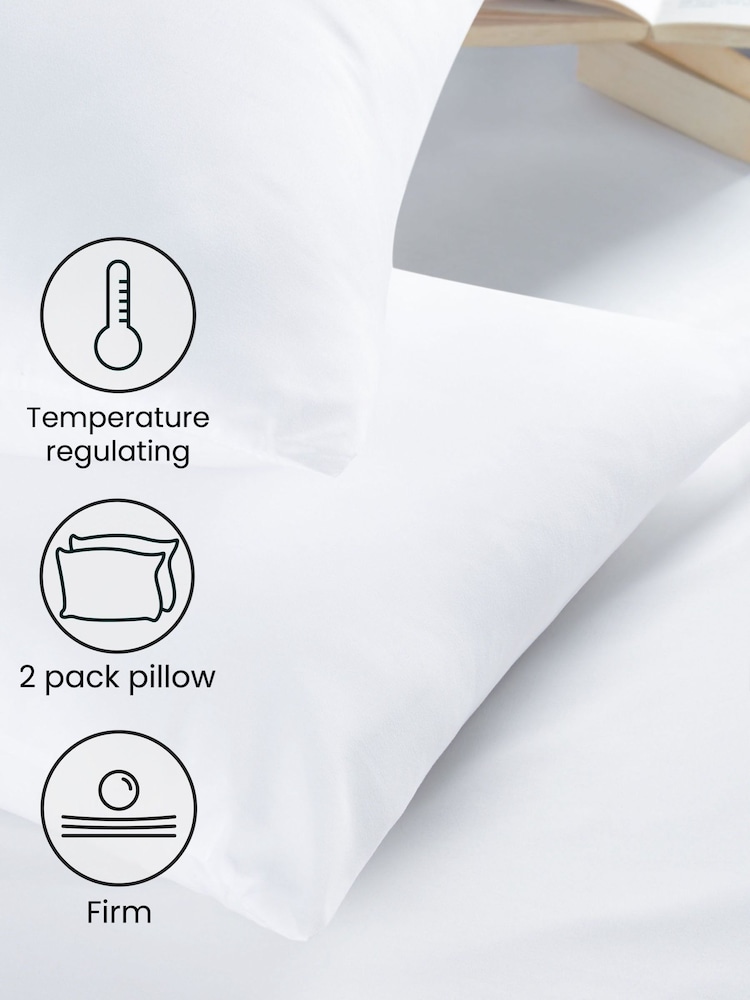 Set of 2 100% Cotton Temperature Regulating Firm Pillows - Image 2 of 3