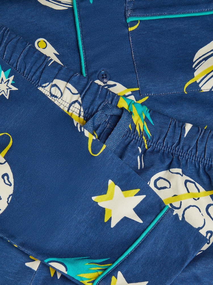 Monsoon Blue Space Print Jersey Long Pyjamas Set - Image 3 of 3 Monsoon Blue Space Print Jersey Long Pyjamas Set - Image 3 of 3