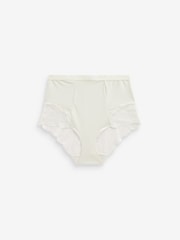 Tan Print/Cream High Waist Brief Print Tummy Control Shaping Lace Back Brazilian Knickers 2 Pack - Image 5 of 7