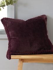Catherine Lansfield Purple Velvet and Faux Fur Soft and Cosy Cushion - Image 1 of 7