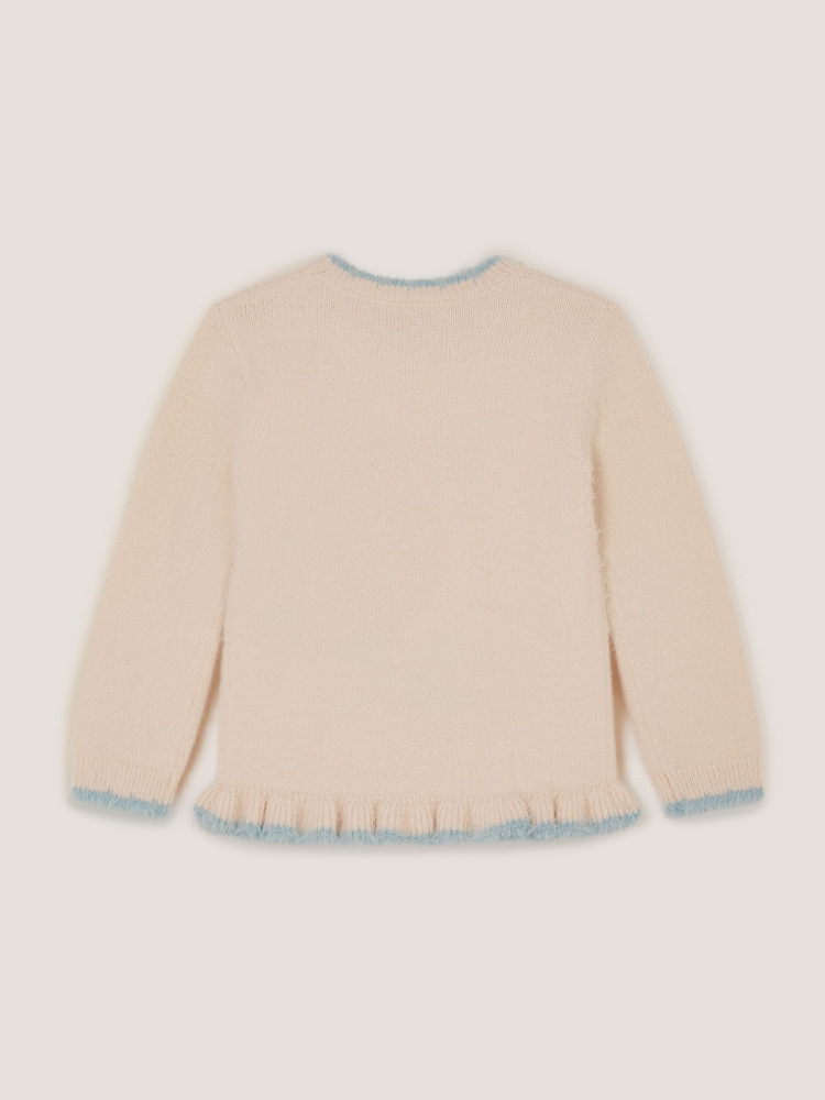 Monsoon Cream Embellished Unicorn Fluffy Knit Jumper - Image 2 of 3