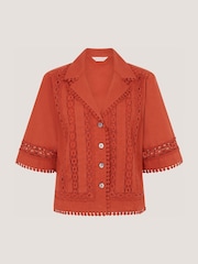Monsoon Orange Irina Lace Trim Shirt - Image 5 of 5