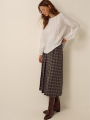 Monsoon White Vita Floral Embroidered Pintuck Top - Image 4 of 5