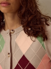 Monsoon Brown Alba Argyle Cardigan - Image 2 of 4